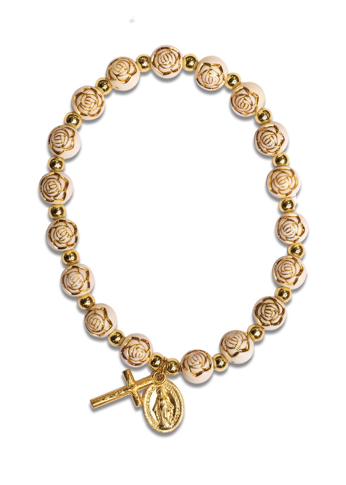 Mary, Queen of Heaven Golden Rose Bracelet