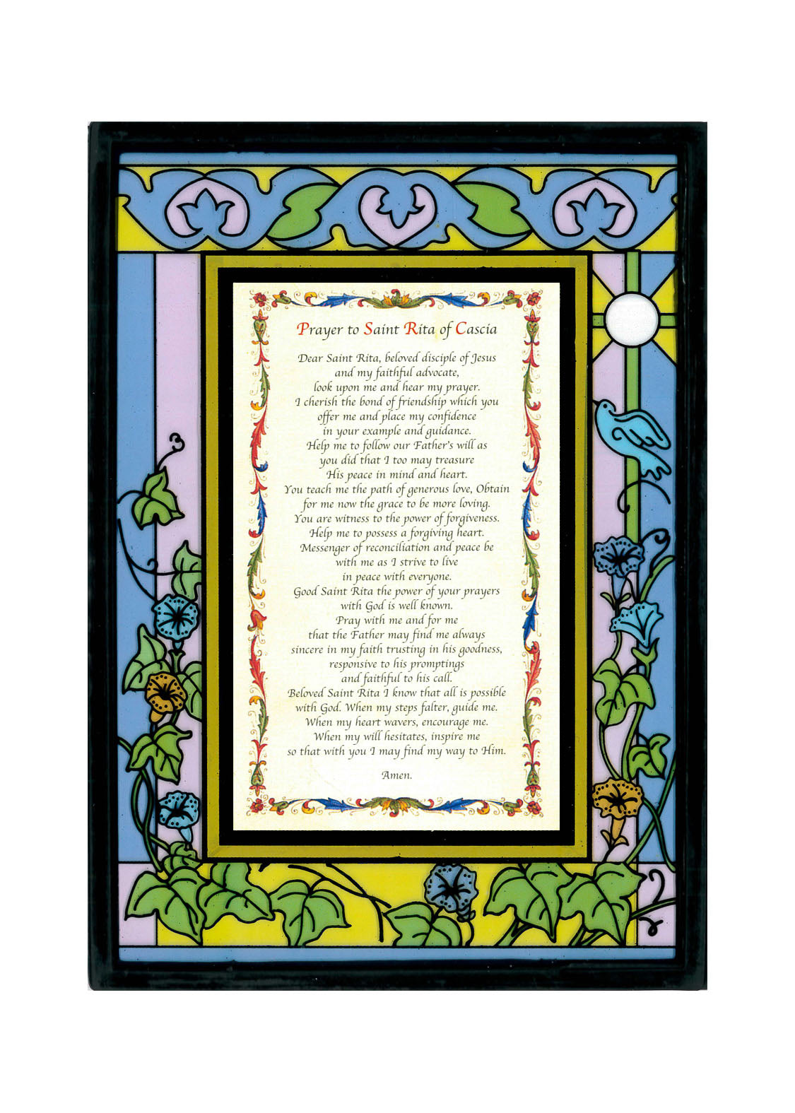 Saint Rita Stained Glass Plaque