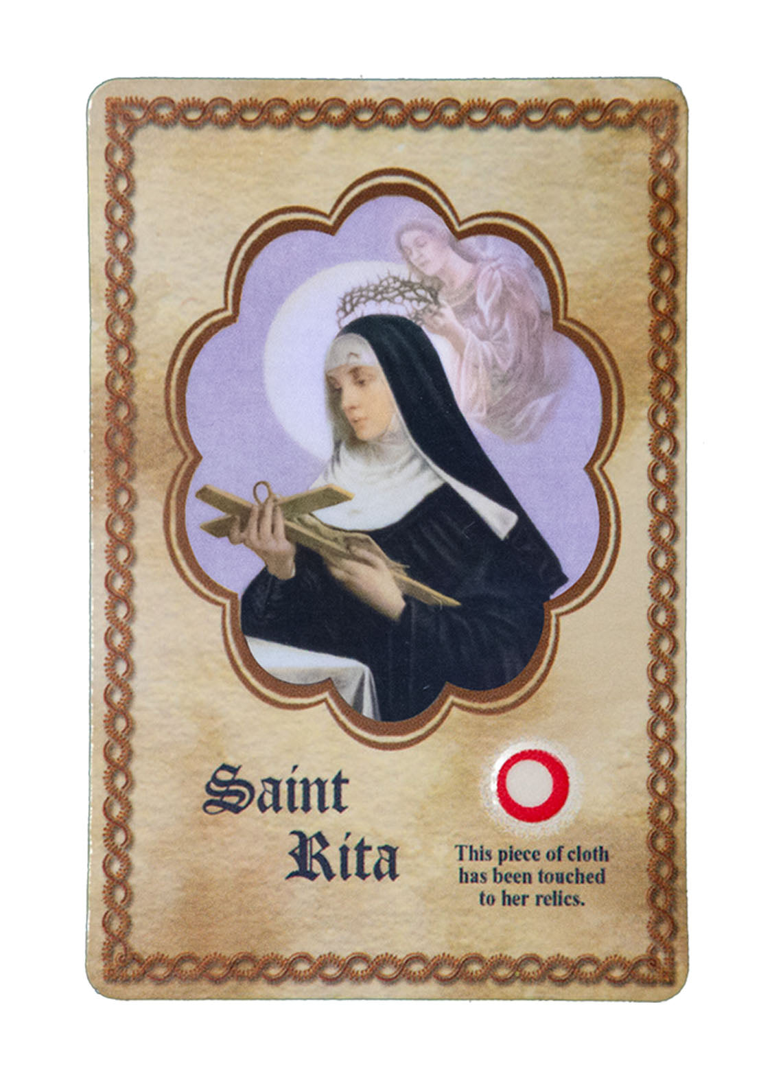 Saint Rita Prayer Card with Third Class Relic (Laminated)